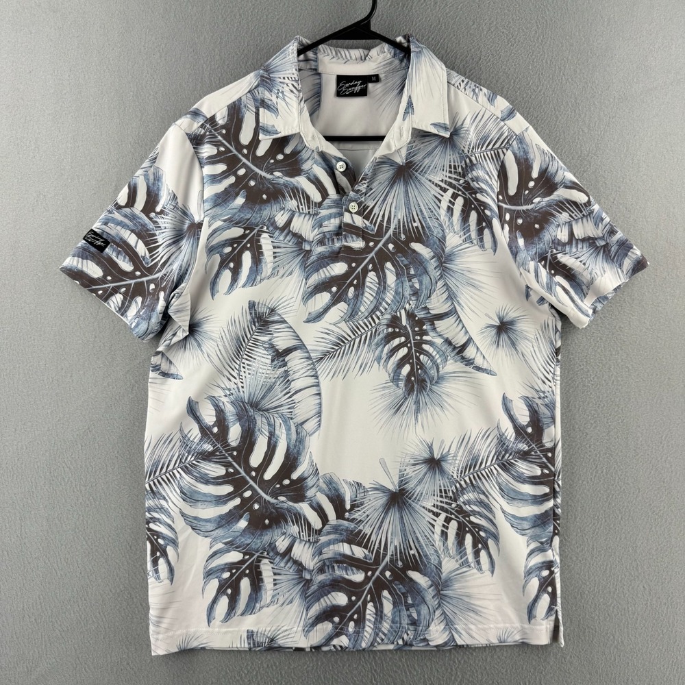 Sunday Swagger Polo Shirt Mens Medium Floral Hawaiian Golf Stretch